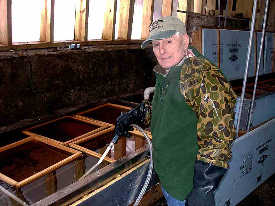 Mike working in the hatchery