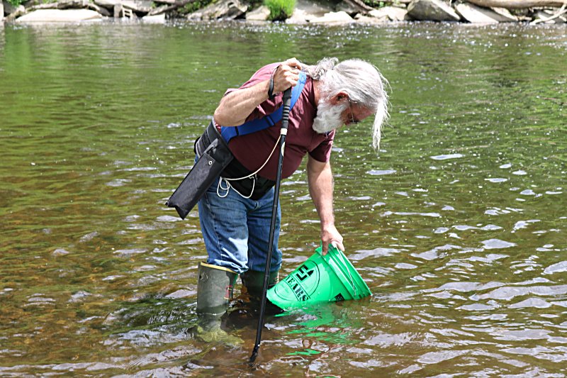 Bill stocking salmon