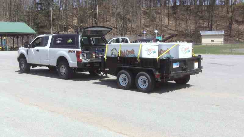 Truck with fish tanks